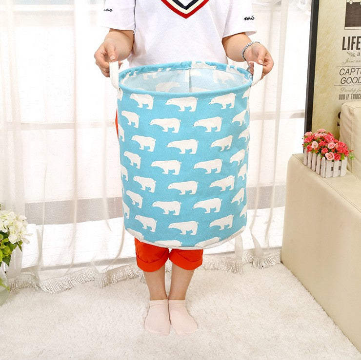 Large Waterproof Cotton Linen Toy Storage Bin