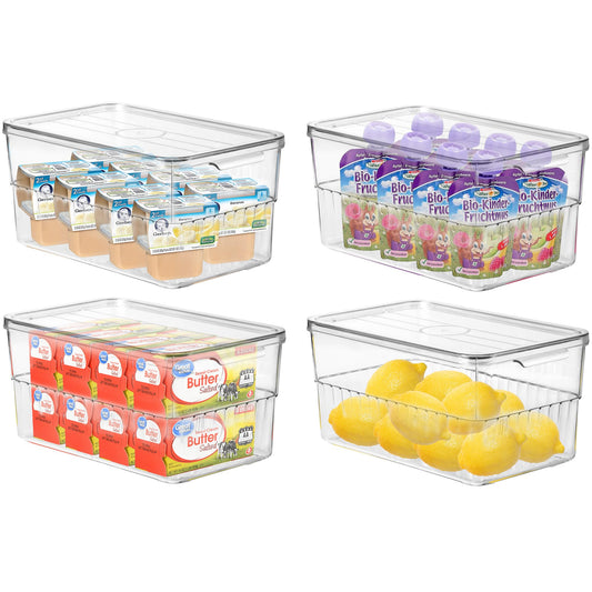 4-Pack Clear Medium Sized Storage Bin with Lids