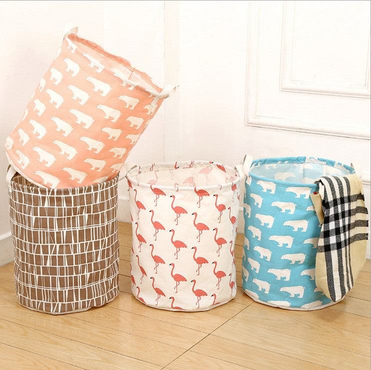 Large Waterproof Cotton Linen Toy Storage Bin