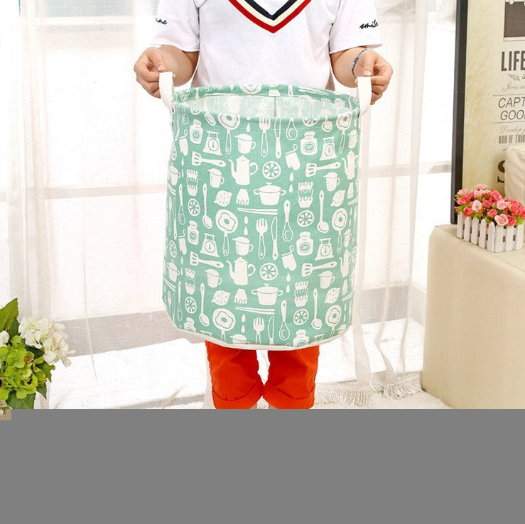 Large Waterproof Cotton Linen Toy Storage Bin