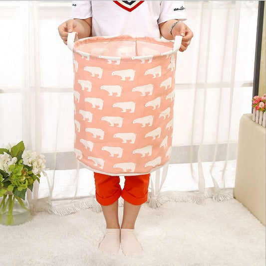 Large Waterproof Cotton Linen Toy Storage Bin